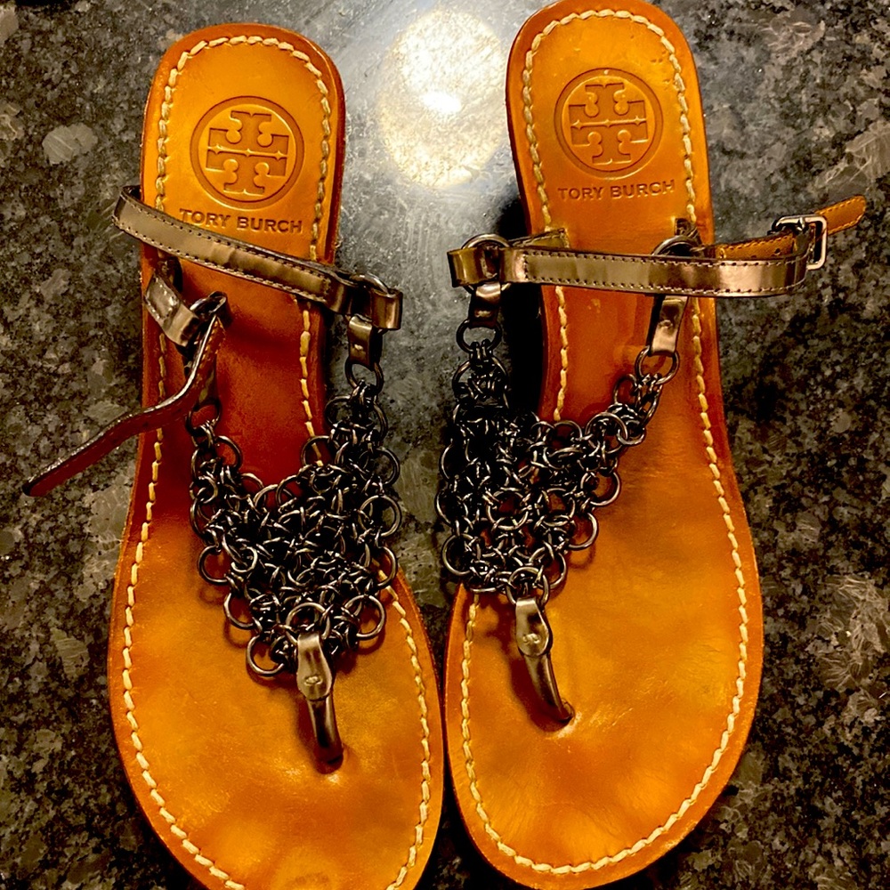 Tory Burch kitten wedge sandals